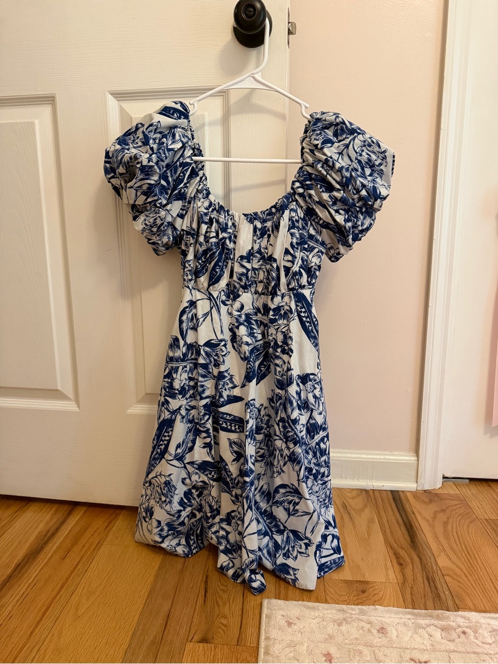 Abercrombie Blue Floral Puff-Sleeve Dress
